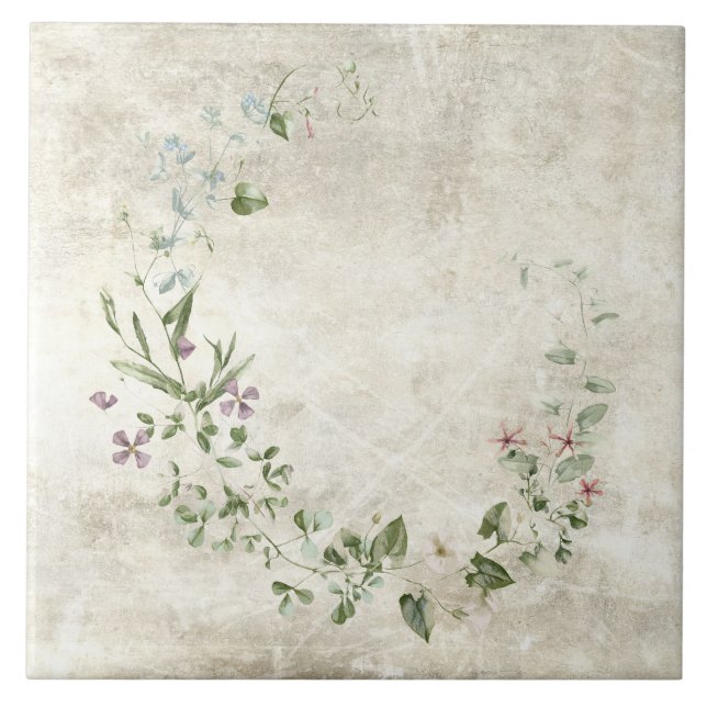 Ländliche Aquarell-Blumen Fliese (Vorderseite)