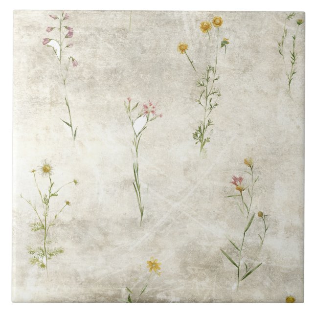 Ländliche Aquarell-Blumen Fliese (Vorderseite)