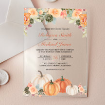 Ländliche Aquarell-Kürbis-Blumen Herbst-Hochzeit