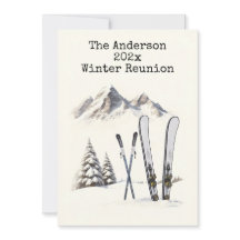 Ländliche Aquarell-Ski-Schneeberg-Familientreffen