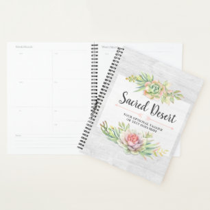 Ländliche Aquarell-Sukkulenten-Wüsten-Kaktus Boho- Planer