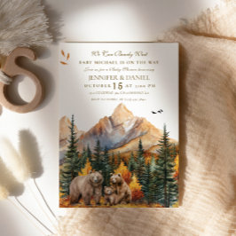 Ländliche Bärenfamilie Wald Berg Baby Shower Einladung