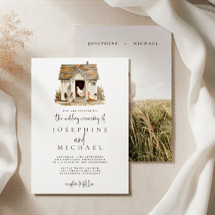 Ländliche Bauernhof-Hochzeit mit Huhn Einladung