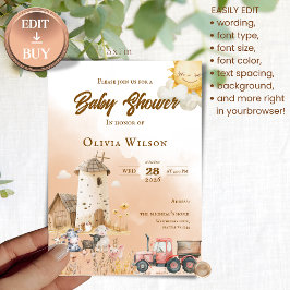 Ländliche Bauernhof-Tier-Baby-Shower-Einladung Einladung