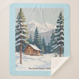 Ländliche Berghütte Schneeszene Berge Blau Sherpadecke