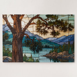 Ländliche Berglandschaft Buntglas