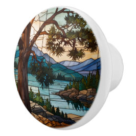 Ländliche Berglandschaft Buntglas Keramikknauf