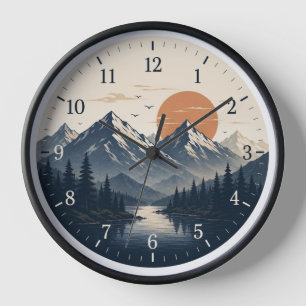 Ländliche Berglandschaft Wanduhr Natur