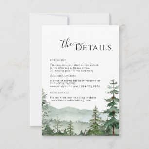 Ländliche Bergwalddetails Einlegekarte RSVP Karte