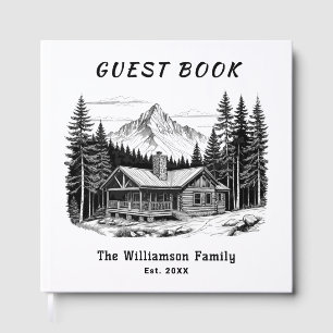 Ländliche Bergwaldhütte Benutzerdefinierter Famili Gästebuch