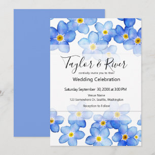 Ländliche Blaue Vergissmeinnicht-Hochzeit Einladung
