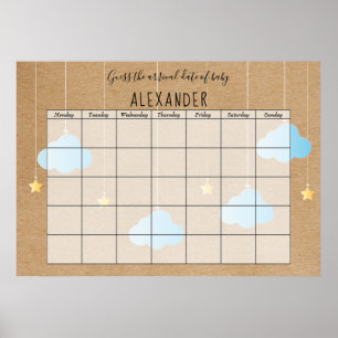 Ländliche Blaue Wolken Goldene Sterne Errate den v Poster