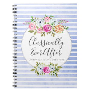 Ländliche Blumen-Aquarell Moderne Streifen Shabby  Notizblock
