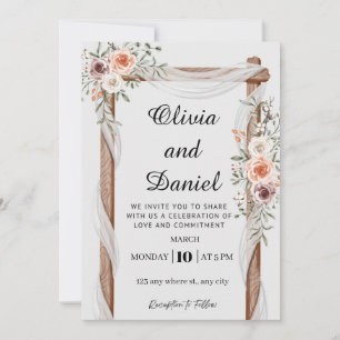 Ländliche Blumen Holz Bogen Hochzeitseinladung Einladung