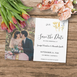 Ländliche Blumen monogramm Foto Save the Date Einladung