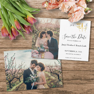 Ländliche Blumen monogramm Foto Save the Date Einladung