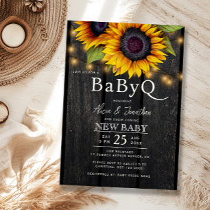 Ländliche Blumen-Sonnenblumen-Barbecue-BabyQ-Baby- Einladung