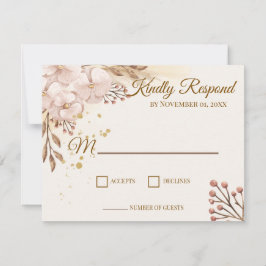 Ländliche Blush- und Gold-Blumen-Boho-RSVP-Karte RSVP Karte