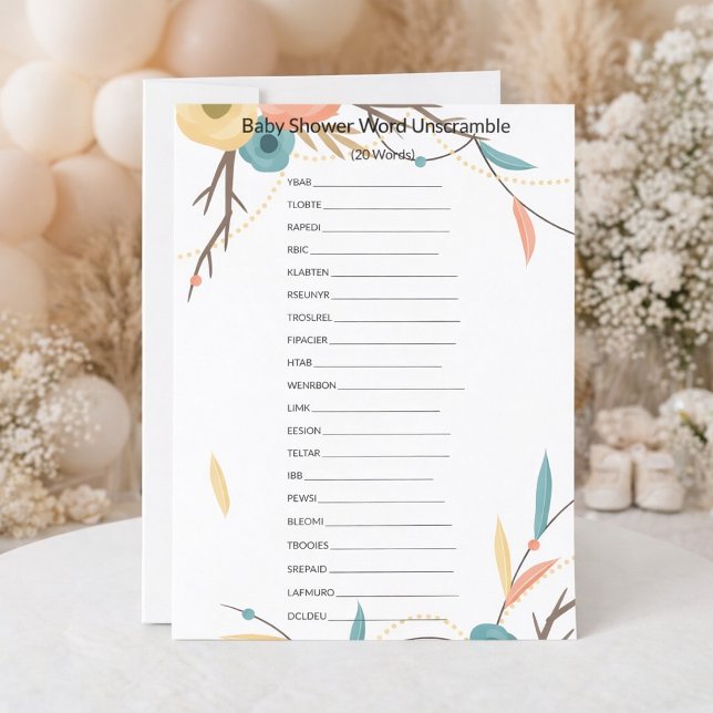 Ländliche Boho-Baby-Party Wort-Entwirrung (Von Creator hochgeladen)