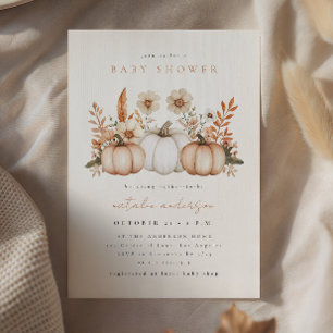 Ländliche Boho-Herbst-Kürbis-Baby-Party Einladung