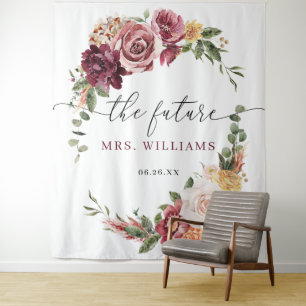 Ländliche Boho Romantische Blumen Hochzeitskulisse Wandteppich