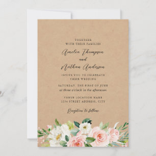 Ländliche botanische Blumenhochzeit in Pink Countr Einladung