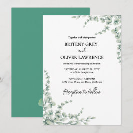Ländliche botanische Eukalyptus-Grünzeug-Hochzeit Einladung