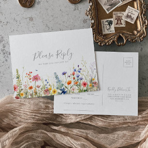 Ländliche botanische Menüauswahl-RSVP-Postkarte Postkarte