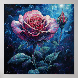 Ländliche botanische Rosenkunst Gastzimmerdekorati Poster