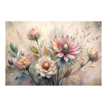 Ländliche botanische Wiesenblumen Aquarell