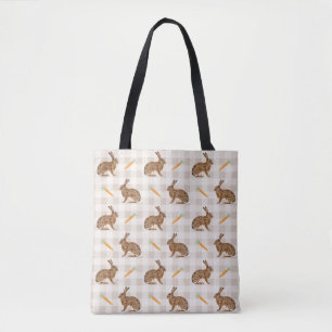 Ländliche braune Kaninchen und Karotten Beige Ging Tasche