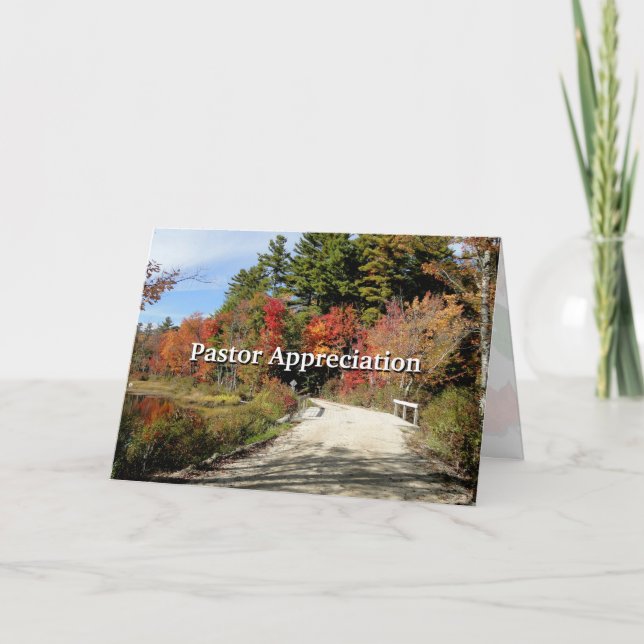 Ländliche Brücke in Herbstpastor Aufwertungsschrif Dankeskarte (Vorderseite)