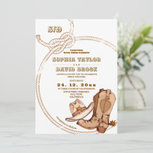 Ländliche Country-Western-Cowboy-Hochzeit Einladung