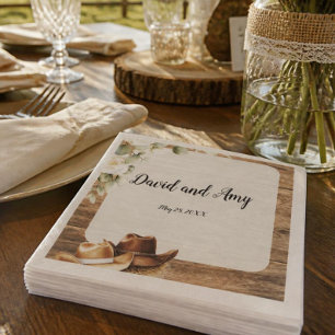 Ländliche Cowboy-Western-Hochzeits-Cocktailserviet Serviette