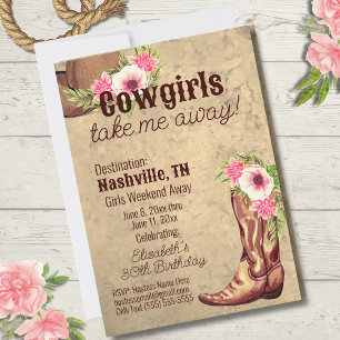 Ländliche Cowgirl 30. Geburtstag Nashville Einladung