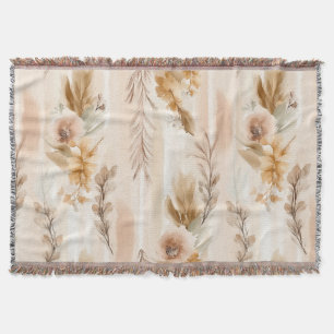 Ländliche Creme Boho Blumen Decke