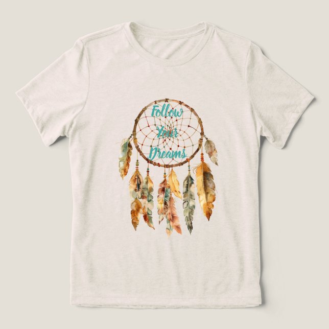 Ländliche Creme Boho Blumen Tri-Blend Shirt (Design Vorderseite)