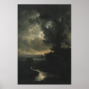 Ländliche dunkle Cottagecore-Naturlandschaft Poster