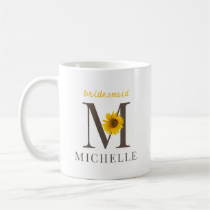 Ländliche editierbare Sonnenblumen Brautjungfer Ho Kaffeetasse