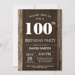 Ländliche Einladung zum 100. Geburtstag Vintage Ho