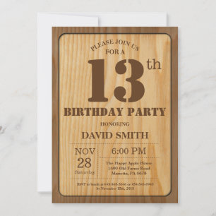 Ländliche Einladung zum 13. Geburtstag Vintage Hol
