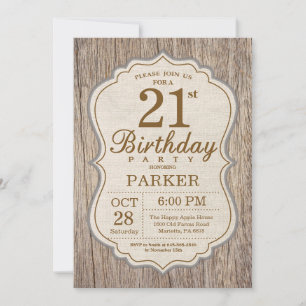 Ländliche Einladung zum 21. Geburtstag Holz