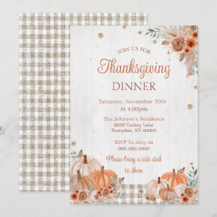 Ländliche Einladung zur Thanksgiving-Dinnerparty