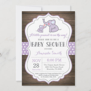 Ländliche Elefanten-Baby-Shower-Einladung Lila Einladung