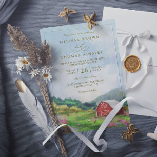 ländliche elegante Western Barn Hochzeit Einladung