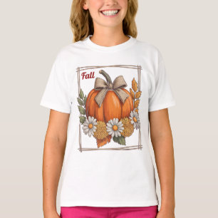Ländliche Ernte-Kürbis-Margeriten-Chrysanthemen He T-Shirt