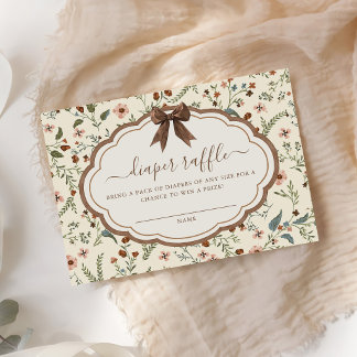 Ländliche Florale Babyparty-Windel-Raffel Begleitkarte