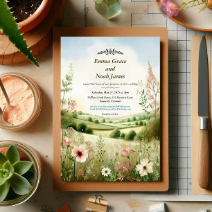 Ländliche Florale Hochzeit auf dem Lande Einladung