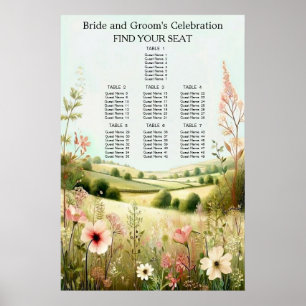 Ländliche Florale Hochzeitsbestuhlung Poster