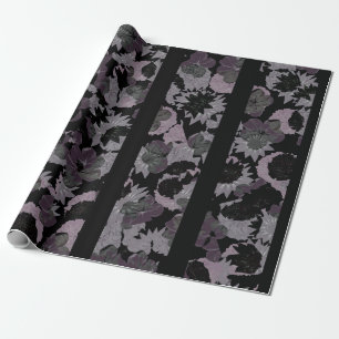 Ländliche Floralkollage mit gestreiftem Muster Geschenkpapier
